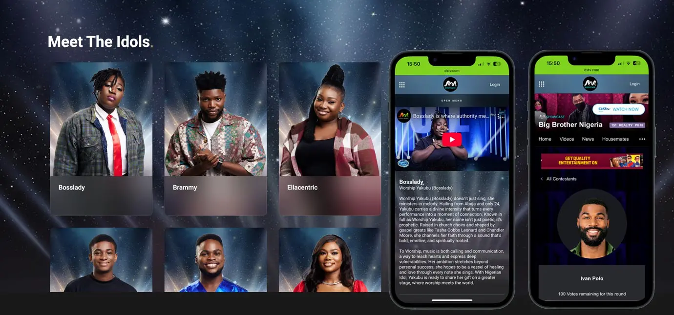 Mobile phones showing Idols voting